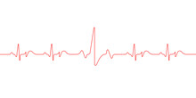Hearbeat Red Line. Pulse Red Vector Trace. EKG Cardio Line