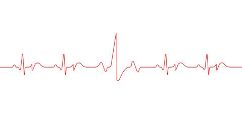 Hearbeat red line. Pulse red vector trace. EKG cardio line