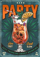 Wall Mural - Drink party vintage poster colorful