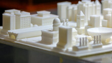 Great Big White 3d Printed City Model. Architectural Technical Construction Project.