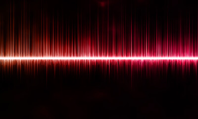 Abstract digital sound wave in red and crimson on a black background. Beautiful illustration