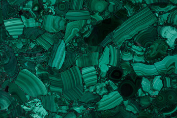 Wall Mural - Malachite stone texture, background in contrast green color for unique interior.