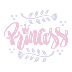 Wall Mural - Princess text hand lettering poster