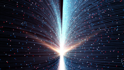 Poster - Technology background big data/Technological background data transmission channel. Motion of digital data flow. Transferring of big data. Transfer and storage of data sets. 