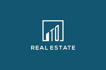 Letter TO square line with building logo design, creative monogram logo style for real estate company