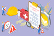 3D Isometric Flat Vector Conceptual Illustration of HSE - Health Safety Environment, Occupational Safety