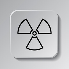 Radiation simple icon vector. Flat design. Black icon on square button with shadow. Grey background.ai