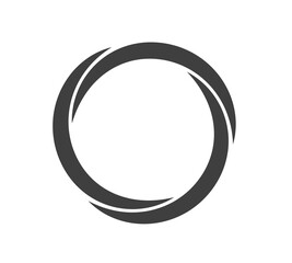 Round frame black and white vector ornament. Graphic border doodle. Ring curve link connection