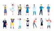 © LadadikArt - Professional diversity characters. Mix professionals, various people occupations. Pilot, student scientist and flat doctor. Professions recent vector set