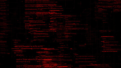 Wall Mural - flying backwards through the symbols of computer code. animation. abstract cyberspace with multiple 