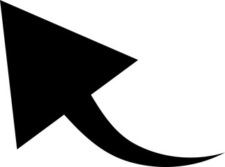 Hand drawn black curved arrow shape in doodle style