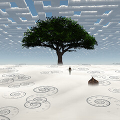 Wall Mural - man before green tree