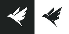 Flying Swallow Logo. A Bird Flutters Its Wings In The Sky