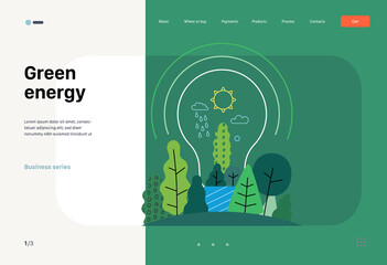 ecology - green energy -modern flat vector concept illustration of electric light bulb filled with t