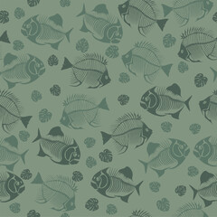 Wall Mural - Seamless vector pattern with fish skeleton.