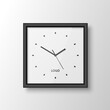 © gomolach - Vector 3d Realistic Square Wall Office Clock with Black Frame, Design Template Isolated on White. Dial with Roman Numerals. Mock-up of Wall Clock for Branding and Advertise Isolated. Clock Face Design