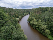 View Of The Most Beautiful South Bohemian River Lužnice From The Duha Bridge.