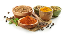 Various Spices On White Background