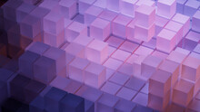 Violet And Orange, Translucent Blocks Neatly Constructed To Create A Contemporary Tech Background. 3D Render.