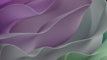 Elegant, Green And Purple Layers With Ripples. Abstract 3D Background.