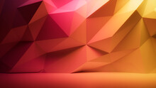 Polygonal 3D Wall Wallpaper With Pink And Yellow Contemporary Surface. Premium 3D Render.
