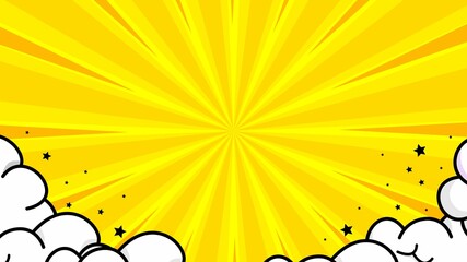 Comic abstract yellow background with cloud illustration