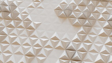 White Three-Dimensional Surface With Tetrahedrons. Futuristic, Light 3d Wallpaper.