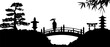 © barks - Japanese garden silhouette vector illustration
