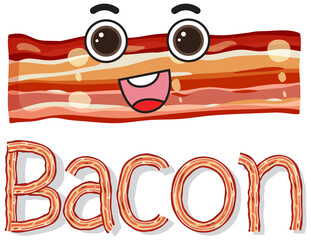 Wall Mural - Bacon logo design with bacon cartoon character