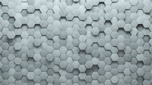 Semigloss Tiles Arranged To Create A Concrete Wall. 3D, Hexagonal Background Formed From Futuristic Blocks. 3D Render