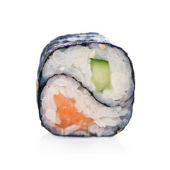 Wall Mural - Sushi Rolls. sushi roll maki with flying fish caviar, shrimp, salmon and avocado. Japanese food