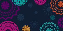 Hispanic Heritage Month Background. Vector Banner, Poster For Social Media, Networks. Greeting Card With Copy Space. National Hispanic Heritage Month Text, Papel Picado Pattern On Black Background.