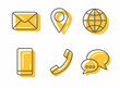 Contact icons set on white background