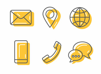 Contact icons set on white background