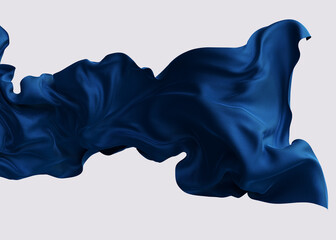 Blue dynamic Cloth silk scarf movement, floating fabric background, 3d rendering elegant silk textiles fly