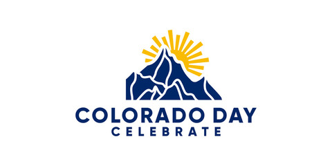 Wall Mural - celebrate colorado day logo design, colorado peak logo and sunrise