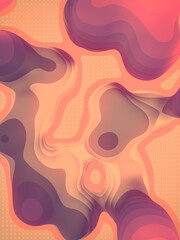 Aufkleber - Flat multicolor organic fluid abstract shapes. Modern wavy geometric background. 3d rendering digital illustration