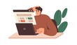 © Good Studio - Upset person passing online test at laptop, checking knowledge. Bad result, mistake, choice of wrong answer to question in internet exam. Flat graphic vector illustration isolated on white background