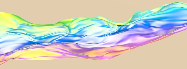 Wall Mural - Abstract colorful background with iridescent liquid. Flight of fabric. 3D render