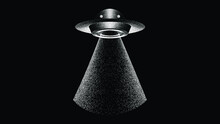 Unidentified Flying Object In Space. Flying Saucer With Noise Texture .Vector Illustration