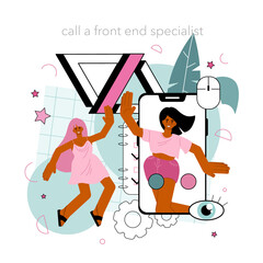 Wall Mural - back end development online service or platform. software development