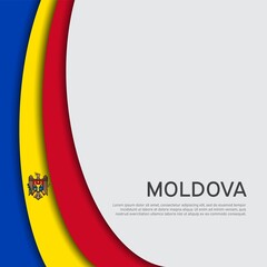 Wall Mural - Abstract waving moldova flag. State patriotic moldavian cover, flyer. Creative background for moldova patriotic holiday card design. Paper cut style. National poster. Business booklet. Vector design