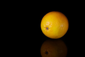 Wall Mural - orange isolated on black background with reflection