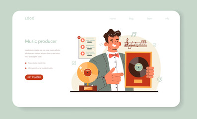 Sticker - Producer web banner or landing page. Film and music production,