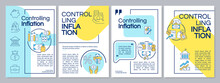 Controlling Inflation Blue And Yellow Brochure Template. Leaflet Design With Linear Icons. Editable 4 Vector Layouts For Presentation, Annual Reports. Questrial, Lato-Regular Fonts Used