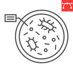 Wall Mural - petri dish line icon, biology and science, petri dish with bacteria vector icon, vector graphics, ed