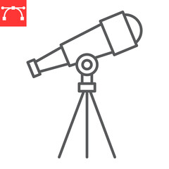 Wall Mural - telescope line icon, astronomy and science, telescope vector icon, vector graphics, editable stroke 