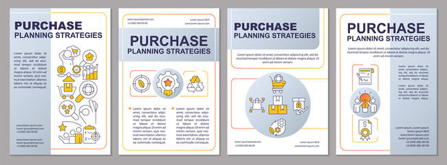 Procurement planning strategies grey brochure template. Leaflet design with linear icons. Editable 4 vector layouts for presentation, annual reports. Arial, Myriad Pro-Regular fonts used