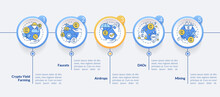 Ways To Earn Money On Cryptocurrency Circle Infographic Template. Data Visualization With 5 Steps. Editable Timeline Info Chart. Workflow Layout With Line Icons. Lato-Bold, Regular Fonts Used