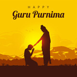 Guru Purnima (Poornima) background, a man is worshipping a spiritual teacher